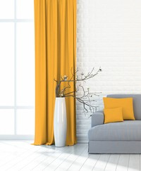Musztardowa zasłona gotowa jednokolorowa jednoczęściowa