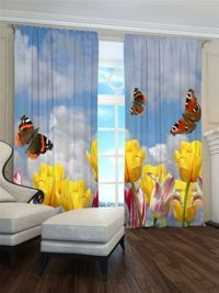 Zasłona gotowa Tulipany i motyle
