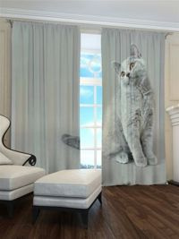 Zasłona Gotowa Szary kotek