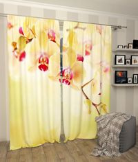 Zasłona gotowa Żółte orchidee (storczyki)