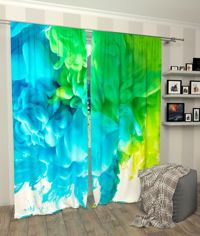 Zasłona gotowa oświetlony Zielono niebieski