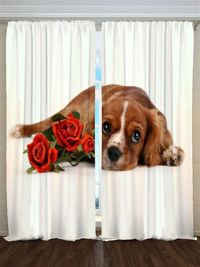 Zasłona Gotowa Spaniel i róże