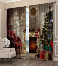 Zasłona gotowa Mikołaj i Choinka