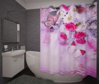 Zasłona Prysznicowa Kwiaty na potokiem