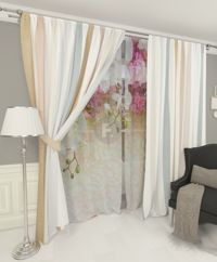 Zestaw zasłona plus firana Storczykowa fantazja