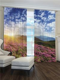 Zasłona Gotowa wrzosowa łąka - 3 elementy