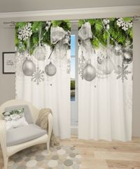 Zasłona gotowa Srebrne Śnieżynki 