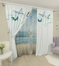 Zasłona gotowa Mewy komplet