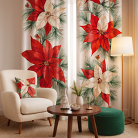 Zasłona gotowa Choinkowe kwiaty 2