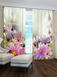 Zasłona Gotowa Lato (Kwiaty kosmos) krótkie
