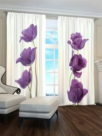 Zasłona Gotowa Fioletowe tulipany