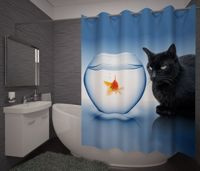 Zasłona Prysznicowa Kot i akwarium