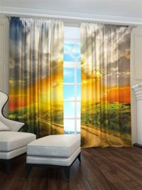 Zasłona gotowa Zachód słońca nad drogą