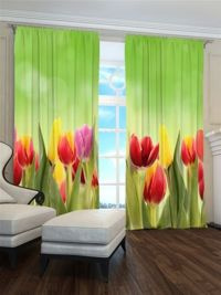 Zasłona gotowa Różnokolorowe tulipany
