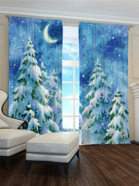 Zasłona gotowa Akwarelowa zima