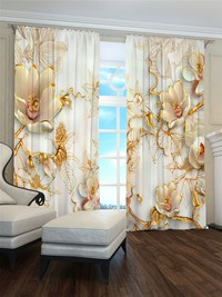 Zasłona gotowa Złote magnolie