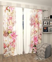 Zasłona Gotowa Różowe Kwiaty na Wiosnę