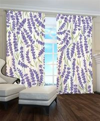 Zasłona gotowa Kwiaty lawenda - mozaika