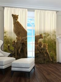 Zasłona Gotowa małe lamparty z mamą