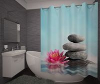 Zasłona Prysznicowa Kamienie i kwiat wodny