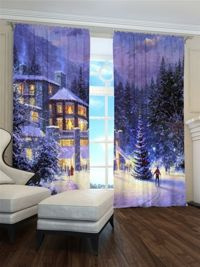 Zasłona hotel w zimową noc