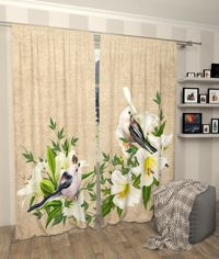 Zasłona gotowa Ptaszki i kwiaty