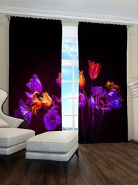 Zasłona gotowa Tulipany nocą