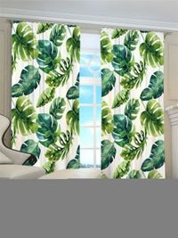 Zasłona gotowa Liście monstery na jasnym tle