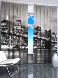 Zasłona Gotowa City czarno białe krótkie