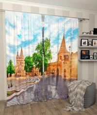 Zasłona gotowa oświetlony Zamek obraz