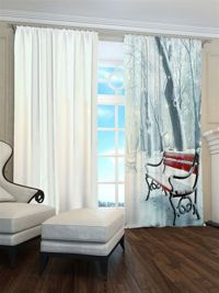 Zasłona gotowa Zimowa ławeczka