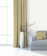 Ciemno beżowa zasłona gotowa jednokolorowa jednoczęściowa