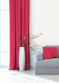 Karmazynowa zasłona gotowa jednokolorowa jednoczęściowa