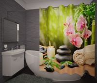 Zasłona Prysznicowa Kamienie i orchidea