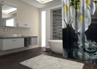 Zasłona Prysznicowa Białe Kwiaty