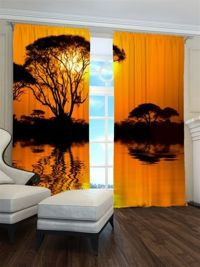 Zasłona gotowa Zachód słońca na Sawannie