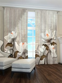 Zasłona gotowa z Kwiaty i szarości