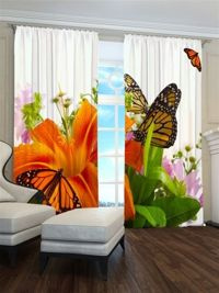 Zasłona Gotowa Motyle i kwiaty