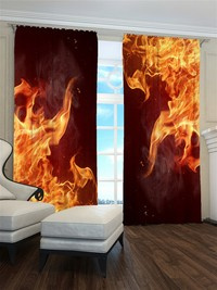 Zasłona gotowa Płomienie na nocy tle