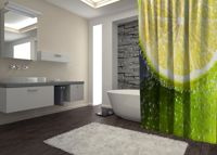 Zasłona Prysznicowa Zielona Cytryna