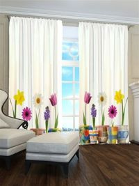 Zasłona Gotowa Kwiaty w doniczkach