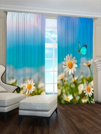 Zasłona gotowa Łąka kwietna z motylkiem