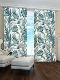 Zasłona gotowa Liście tropikalne jasne