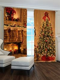 Zasłona Gotowa Choinka z kominkiem